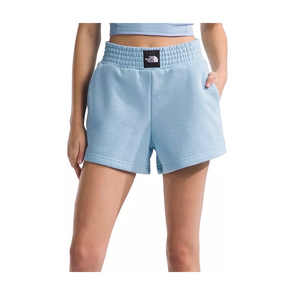 The North Face Womens Light Blue High Waisted Fleece Sweat Shorts Size S
